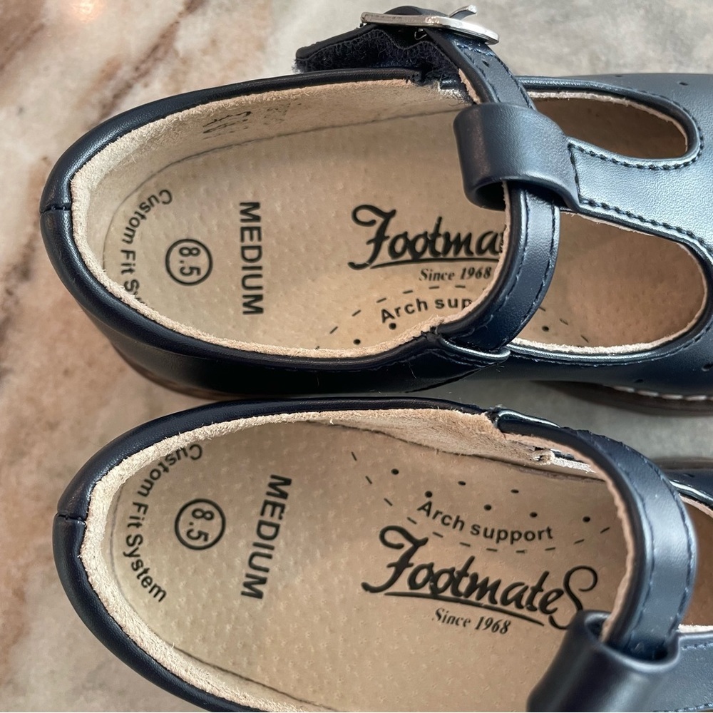 Footmates Navy Leather Mary Janes Sherry Girls Shoes Size 8.5 Arch Support - Picture 6 of 10